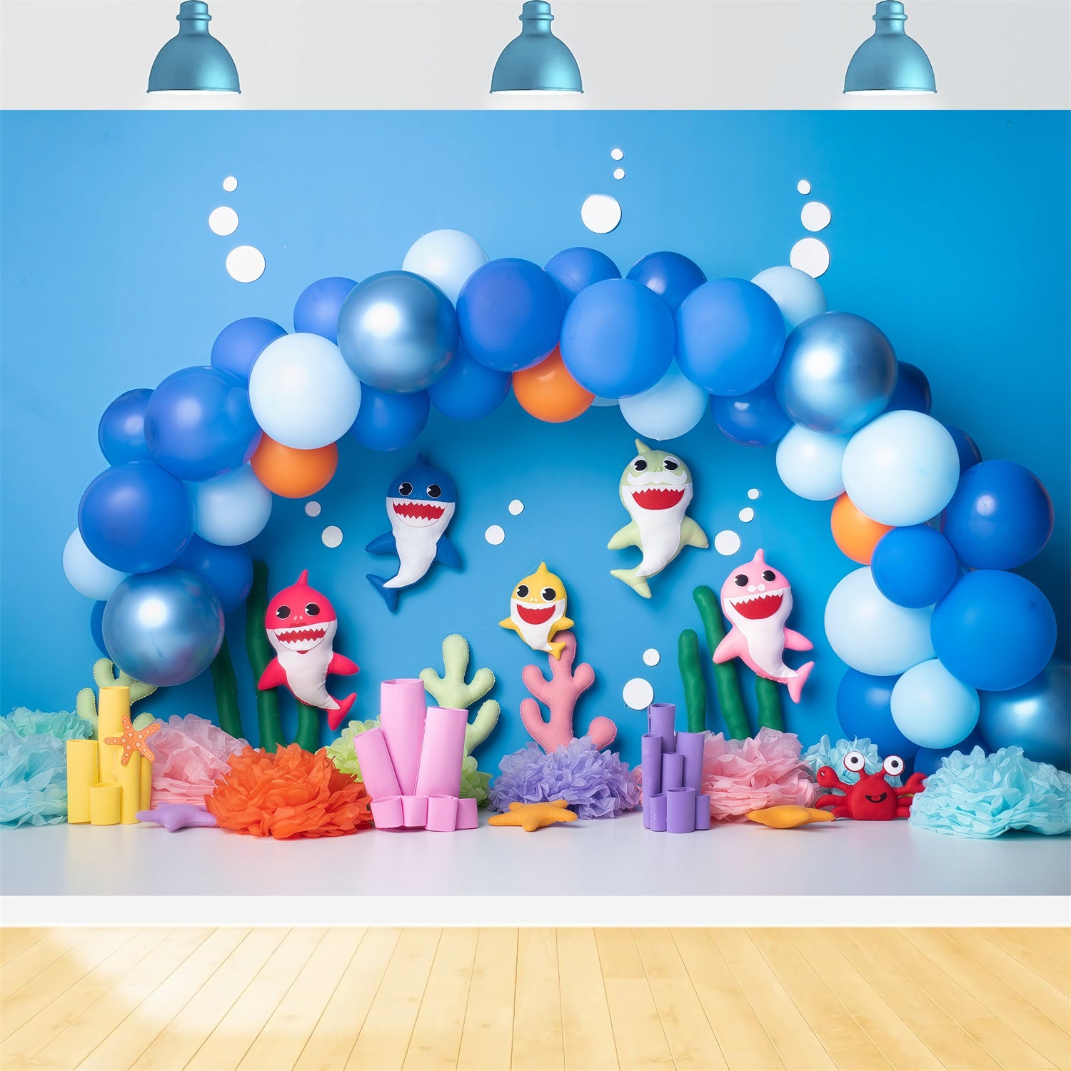 Backdrop For Children's Photos Blue Shark Balloon Coral Party Newborn Backdrops By Magali