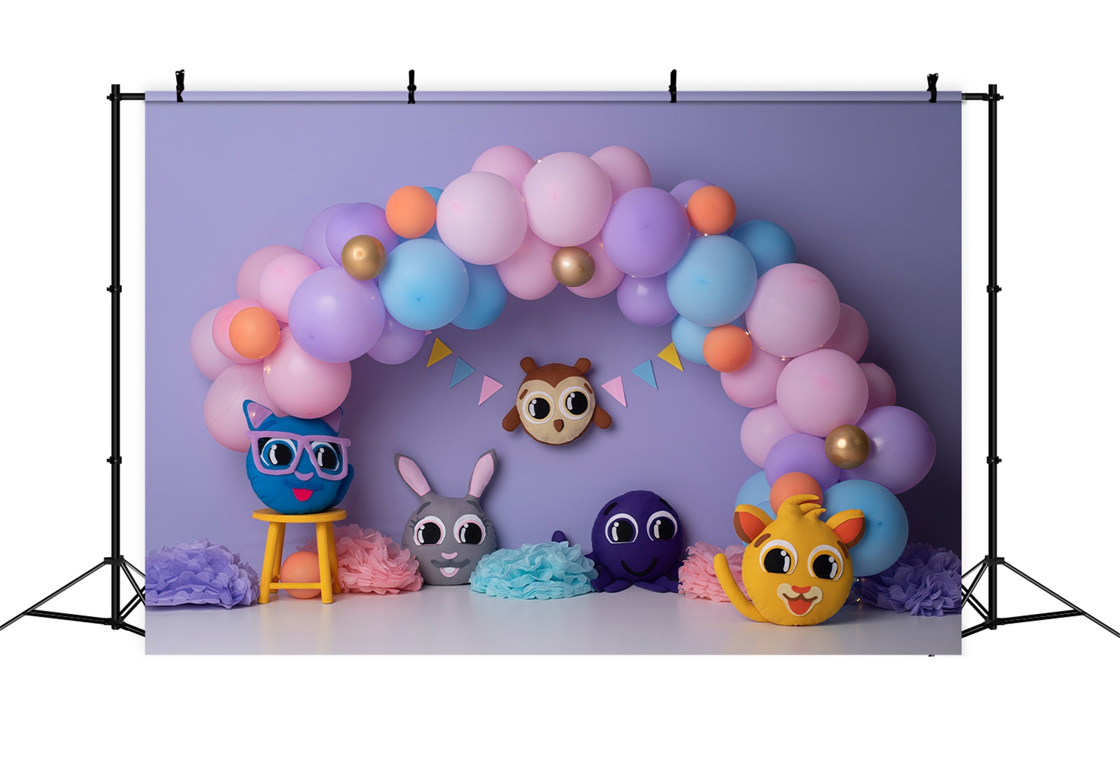 Backdrops For Children Photography Pastel Cartoon Animal Balloon Arch Kids Backdrop By Magali