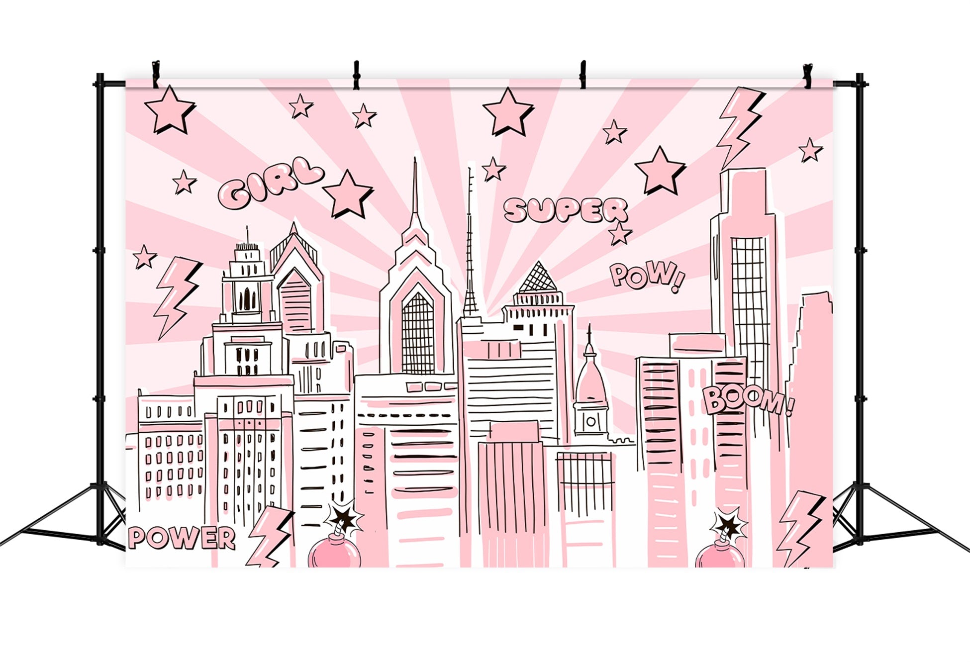 Kids Backdrops Pink Comic City Power Burst Newborn Photography Backdrop By Magali
