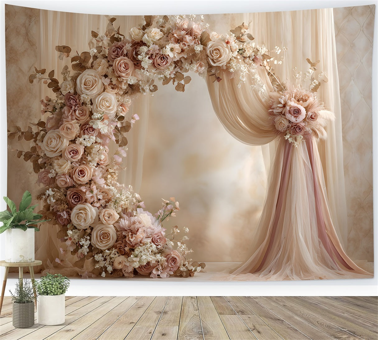 Backdrop Mother's Day Elegant Cream Rose Floral Arch Mothers Day Photo Booth Backdrops By Magali