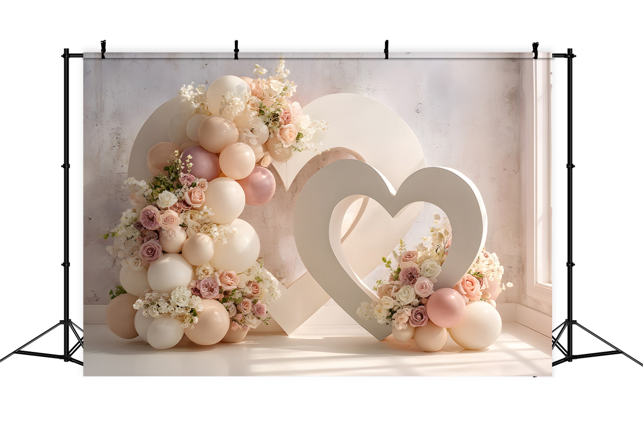Photo Backdrop For Mothers Day Heart Shaped Balloons Flowers Mother's Day Backdrop By Magali