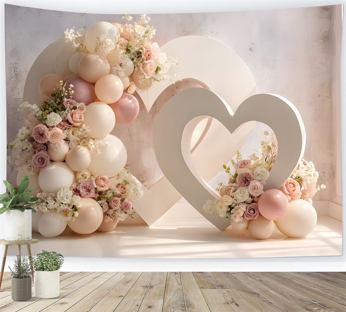 Photo Backdrop For Mothers Day Heart Shaped Balloons Flowers Mother's Day Backdrop By Magali