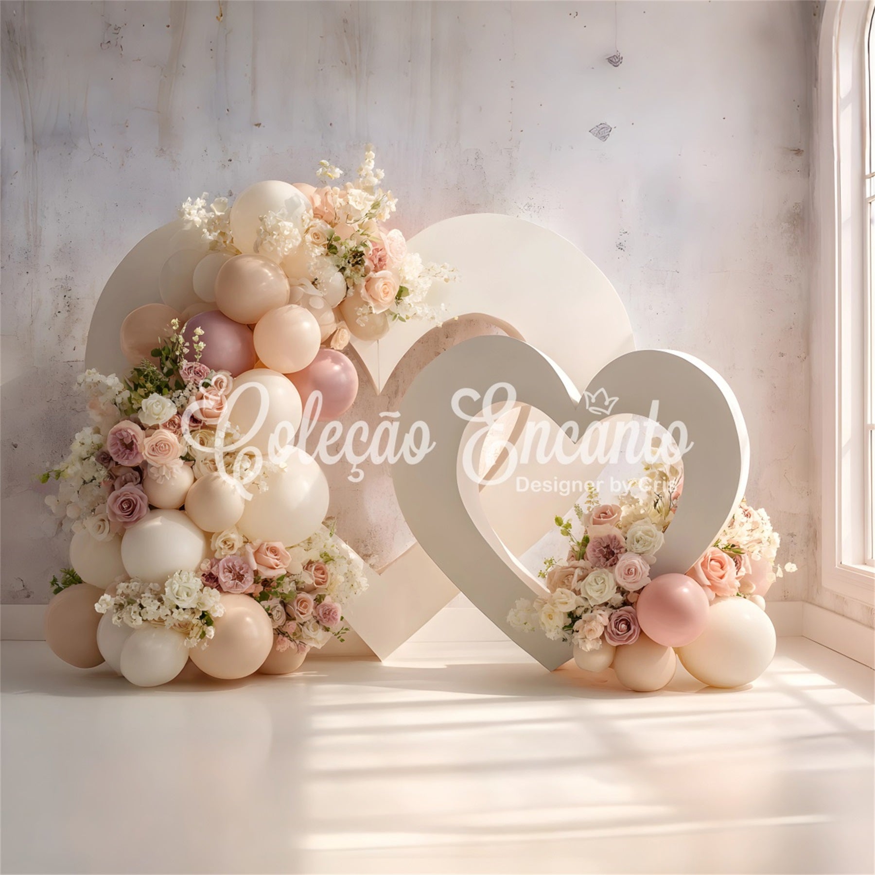 Photo Backdrop For Mothers Day Heart Shaped Balloons Flowers Mother's Day Backdrop By Magali