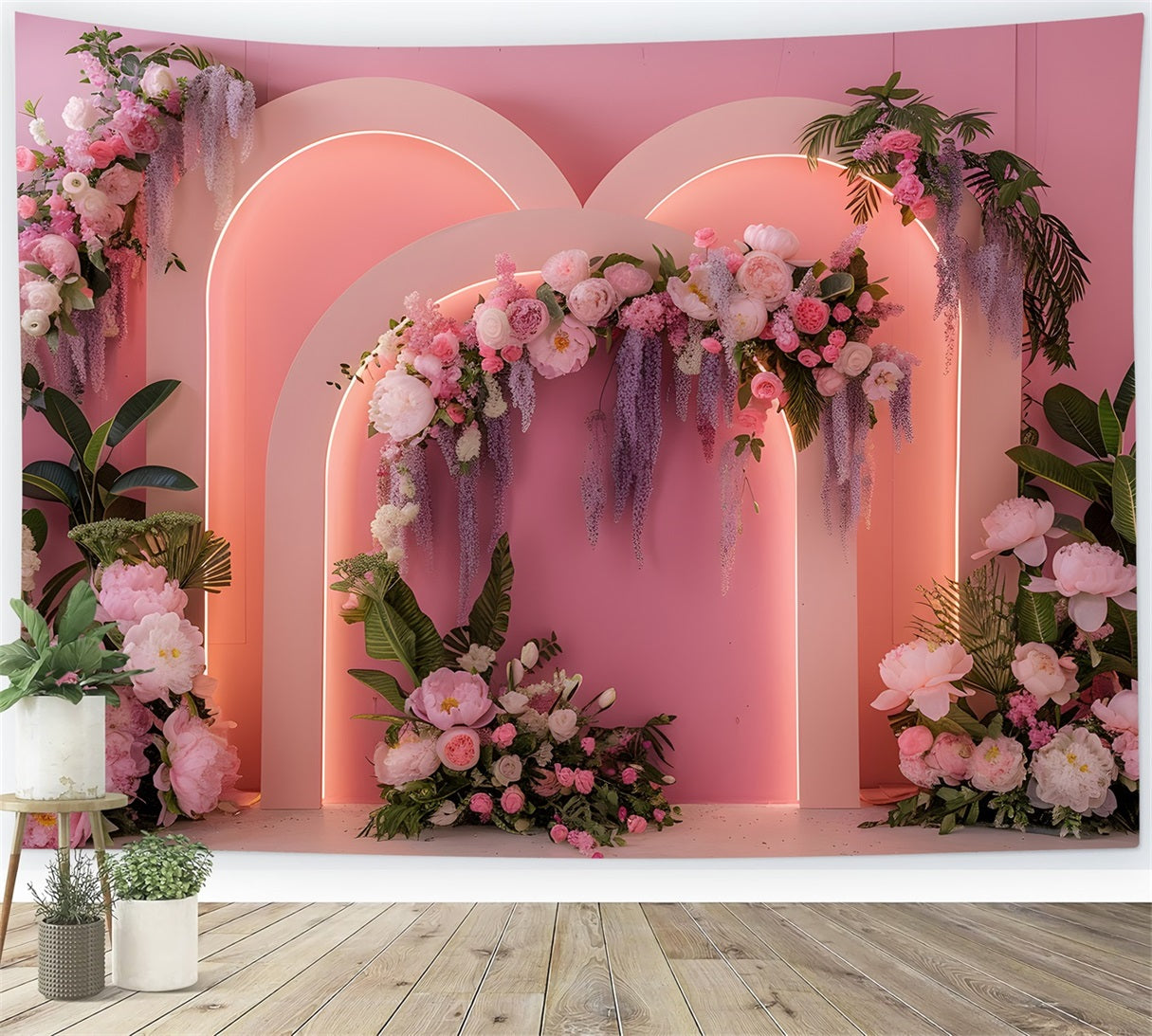 Mother's Day Photography Backdrops Pink Neon Floral Arch Mother's Day Backdrop Ideas By Magali