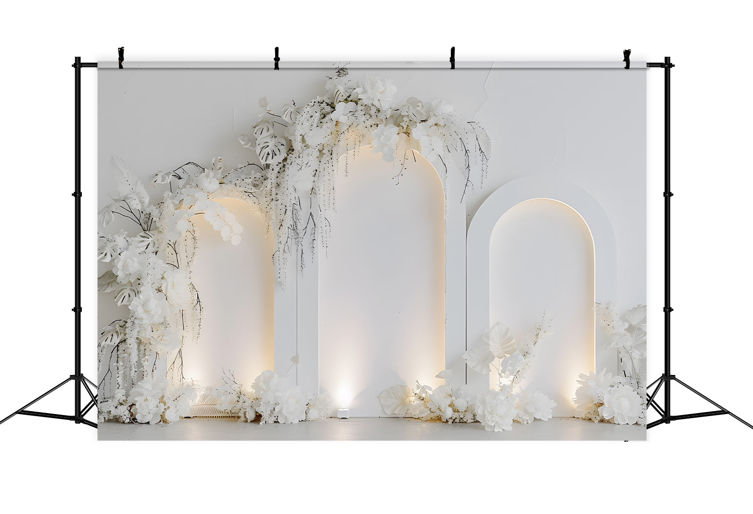 Mother's Day Photo Booth Backdrops Soft White Gold Floral Delight Happy Mother's Day Backdrop By Magali