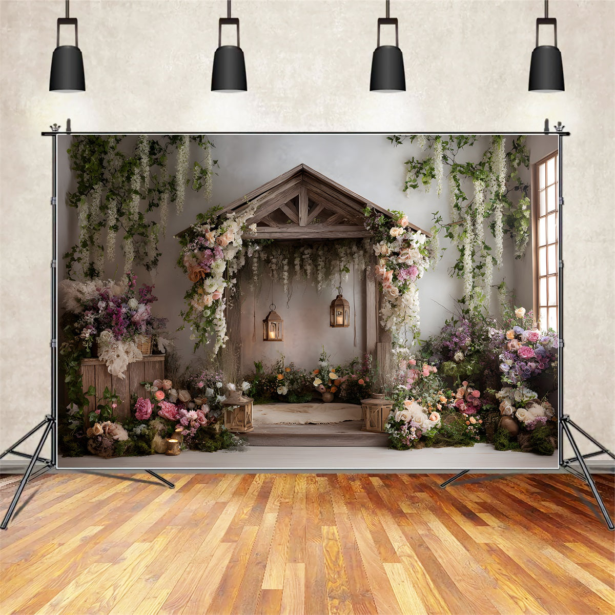 Backdrop Design For Mother's Day Rustic Wooden Pavilion Flowers Easy Mother's Day Backdrop By Magali