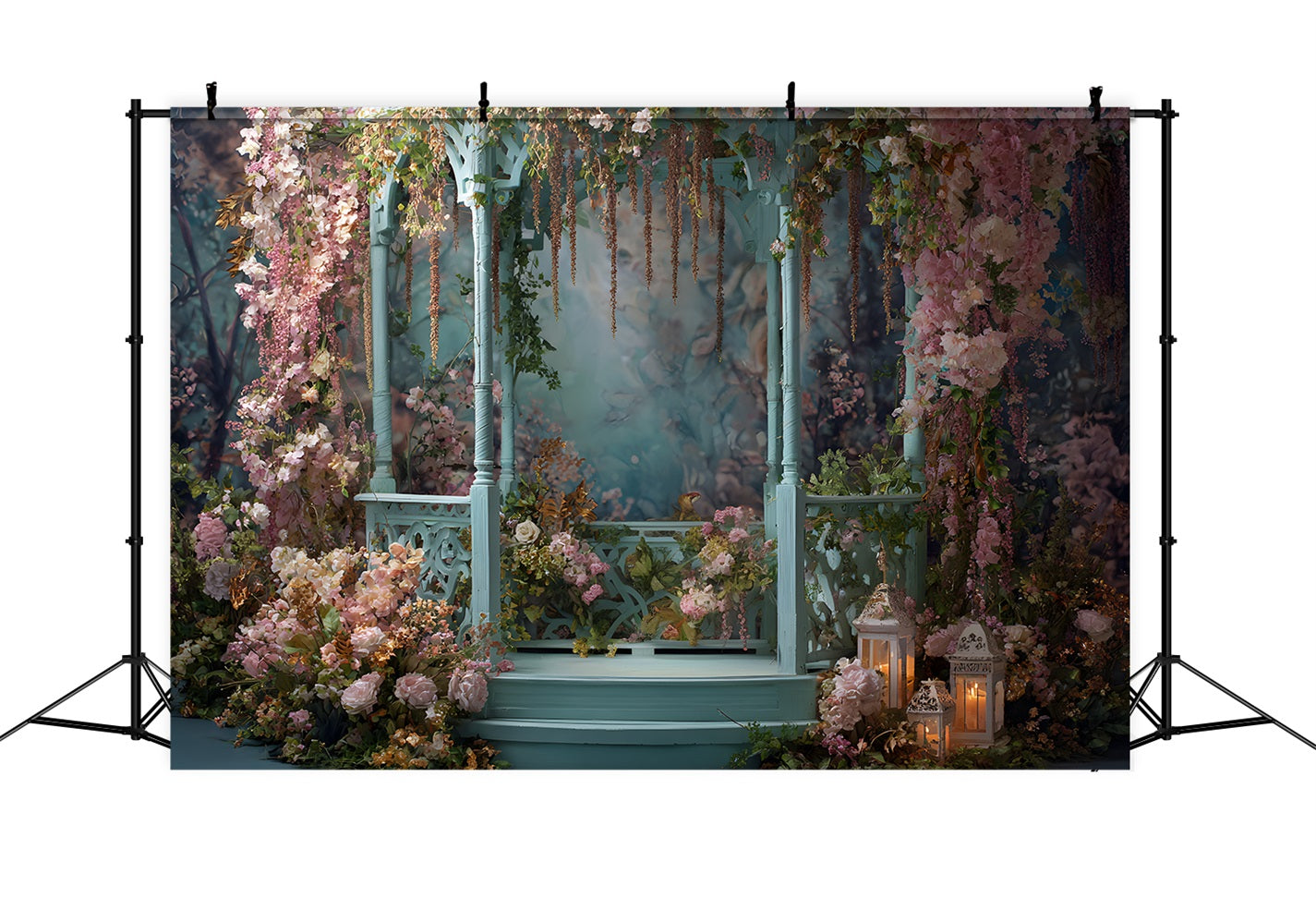 Happy Mother's Day Backdrop Rustic Gazebo Floral Surround Mother's Day Backdrop With Flowers By Magali