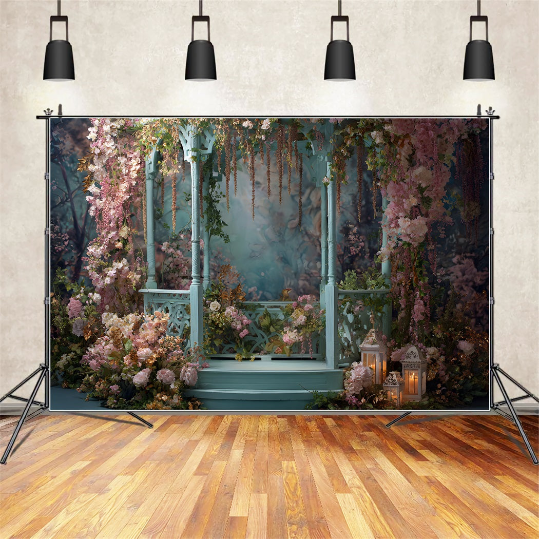 Happy Mother's Day Backdrop Rustic Gazebo Floral Surround Mother's Day Backdrop With Flowers By Magali