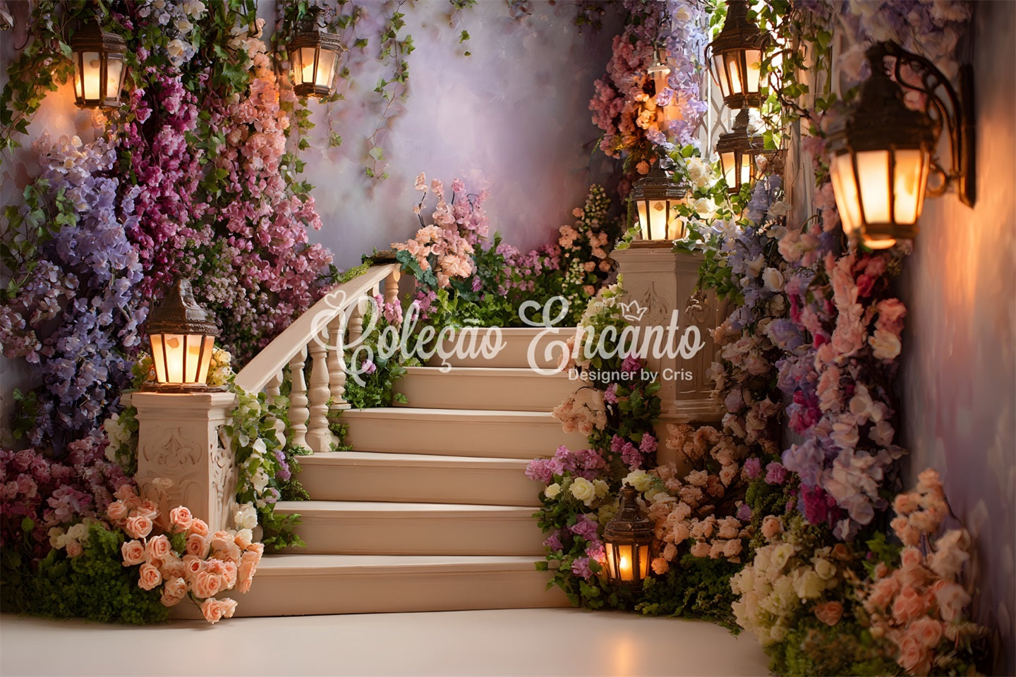 Mother Day Backdrop Whimsical Floral Lantern Pathway Photo Backdrop For Mothers Day By Magali