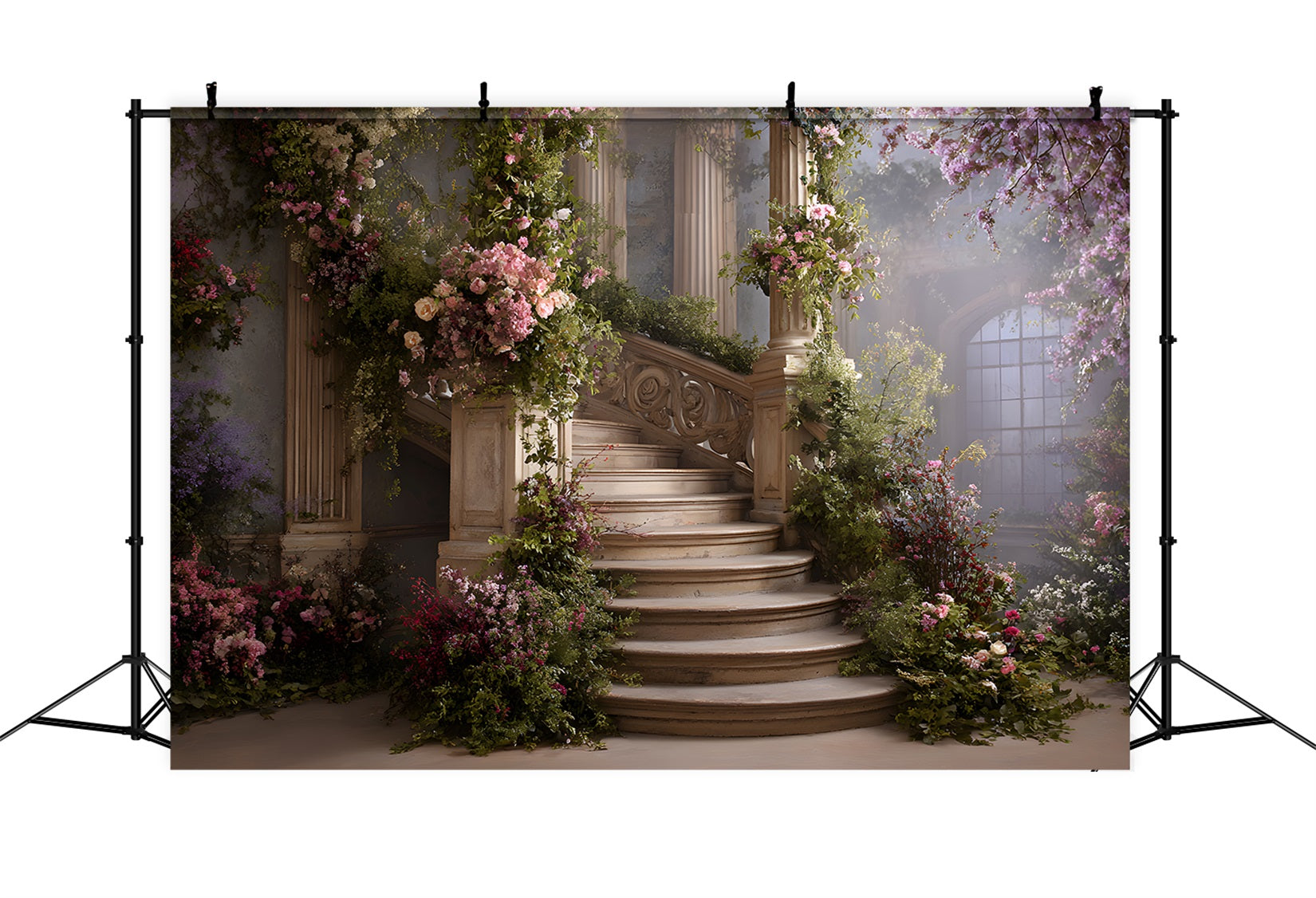 Happy Mother's Day Backdrop Ideas Romantic Floral Staircase Path Mother Day Backdrop By Magali