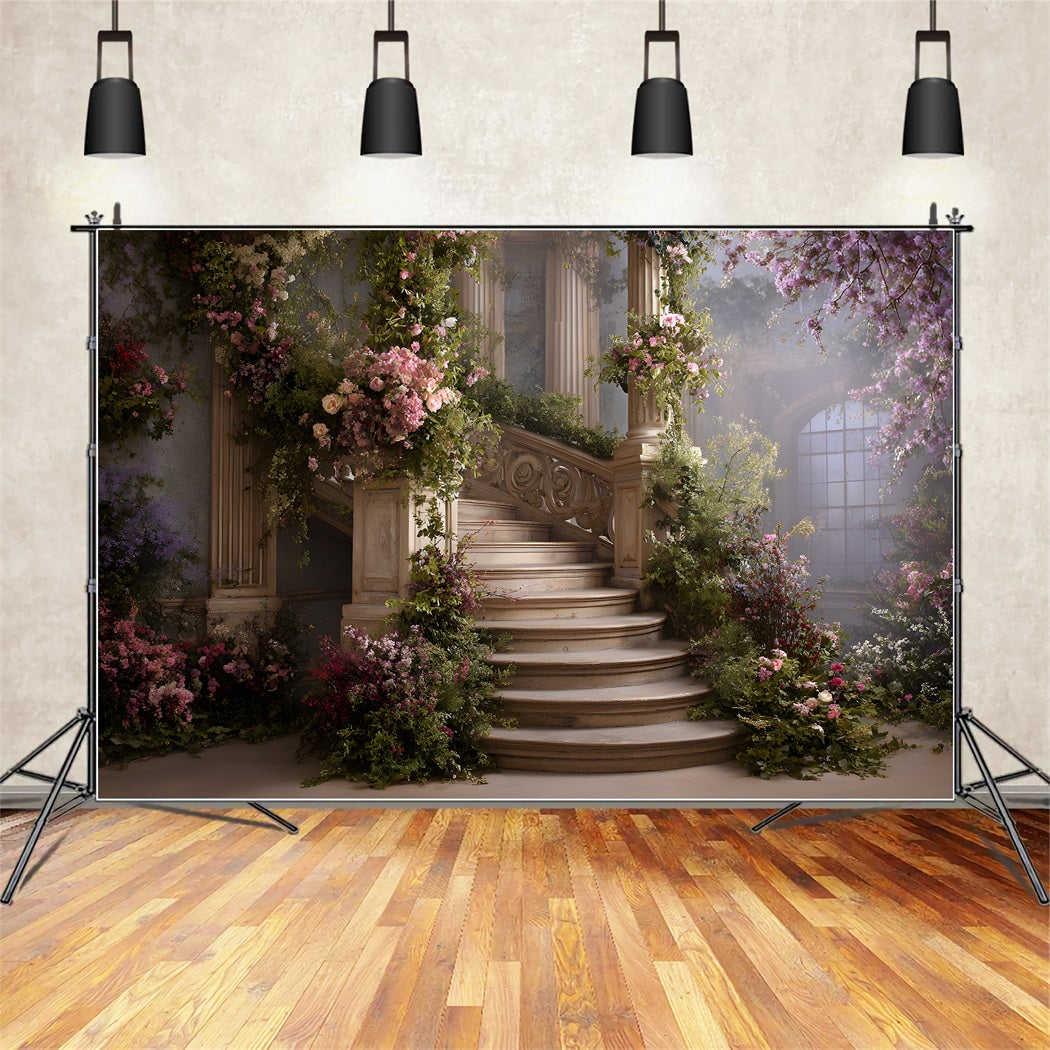 Happy Mother's Day Backdrop Ideas Romantic Floral Staircase Path Mother Day Backdrop By Magali
