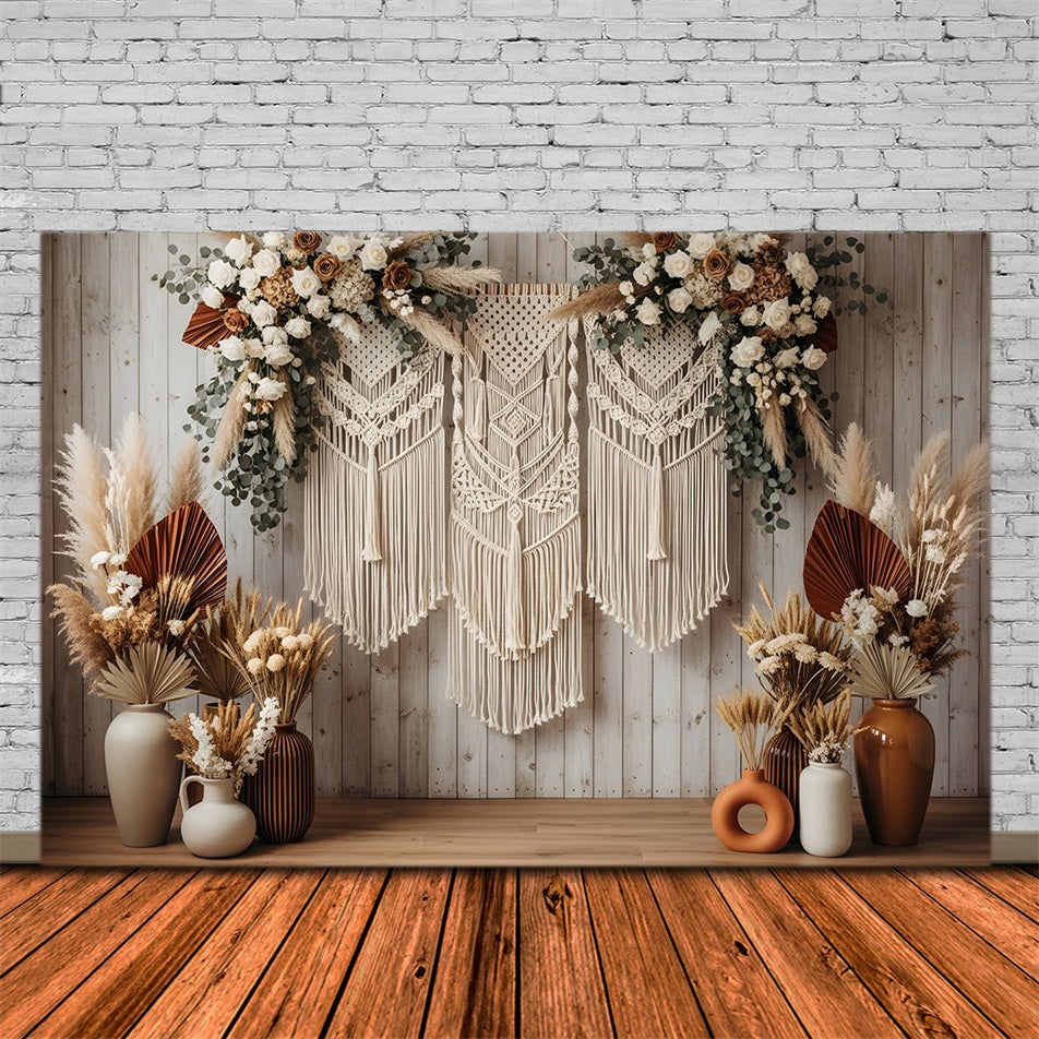 Mother's Day Backdrop Boho Macrame Pampas Floral Wall Photo Booth Mother's Day Backdrop By Magali