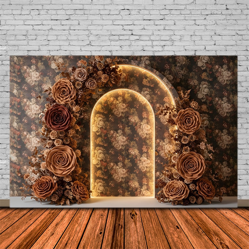 Mother's Day Photoshoot Backdrop Vintage Mocha Rose Arch Glow Mothers Day Photoshoot Backdrop By Magali