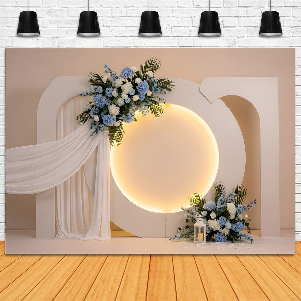 Mother's Day Picture Backdrop Blue Hydrangea Halo Arch Drape Mothers D