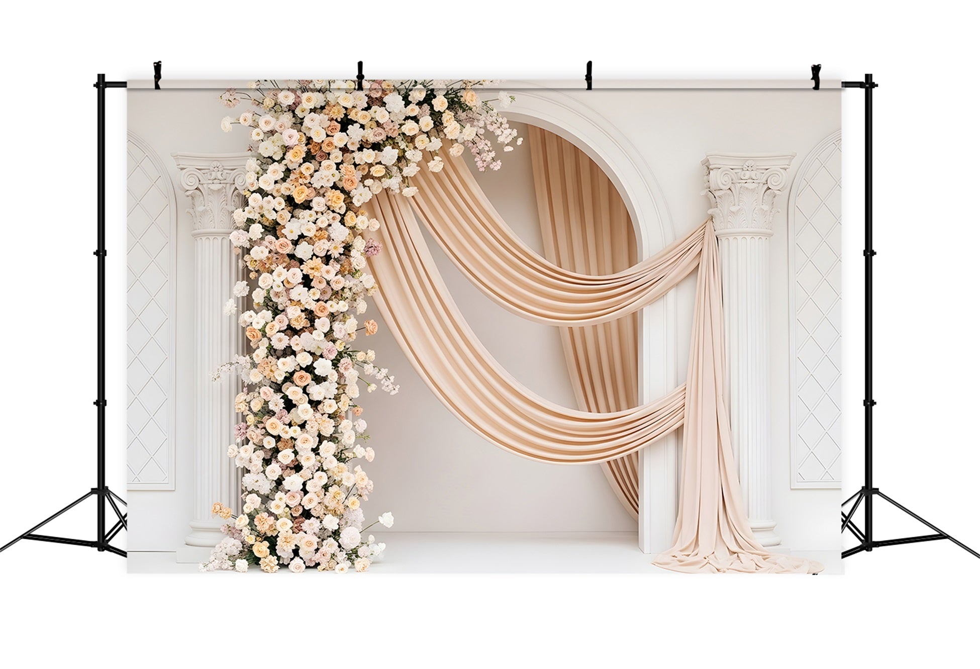Photo Backdrops For Mothers Day Ivory Bloom Column Drape Elegance Mothers Day Flower Backdrop By Magali