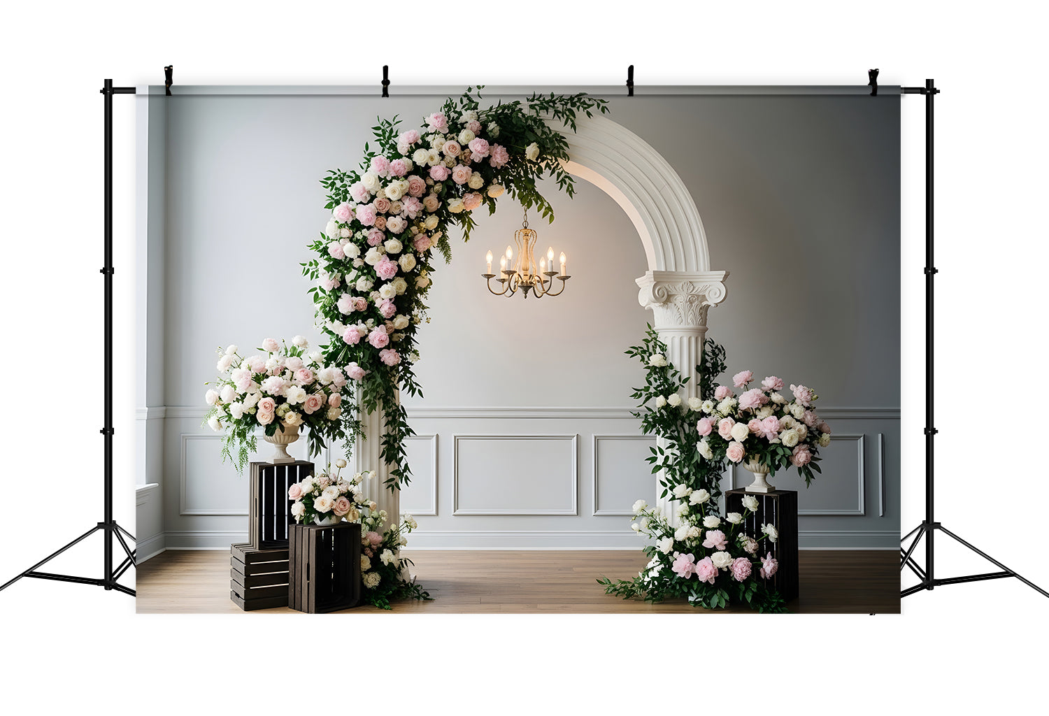 Mothers Day Picture Backdrop Blush Floral Chandelier Arch Frame Mother's Day Backdrops By Magali