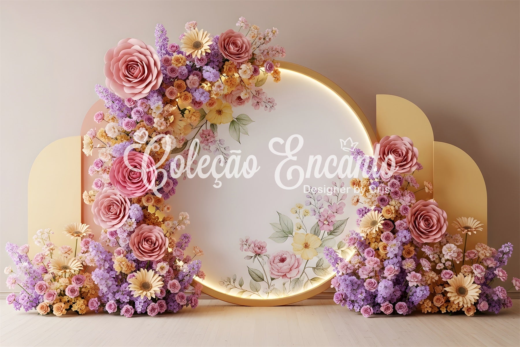 Mother's Day Backdrops Pastel Flower Halo Gold Panels Floral Mother's Day Backdrop Ideas By Magali
