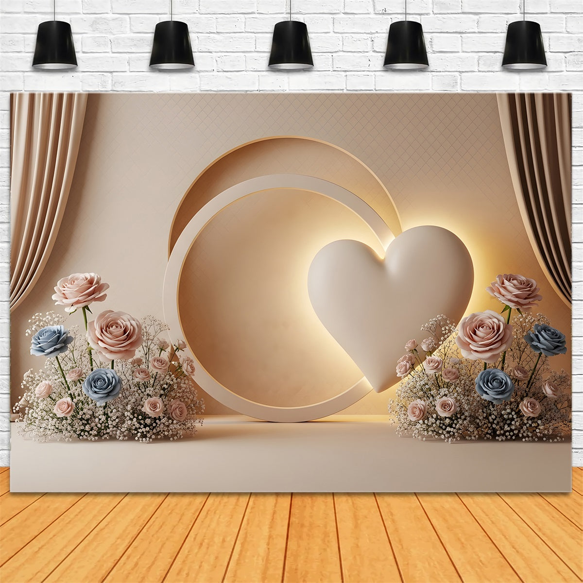 Mothers Day Backdrops Minimalist Heart Circle Rose Bloom Mothers Day Backdrop Design By Magali