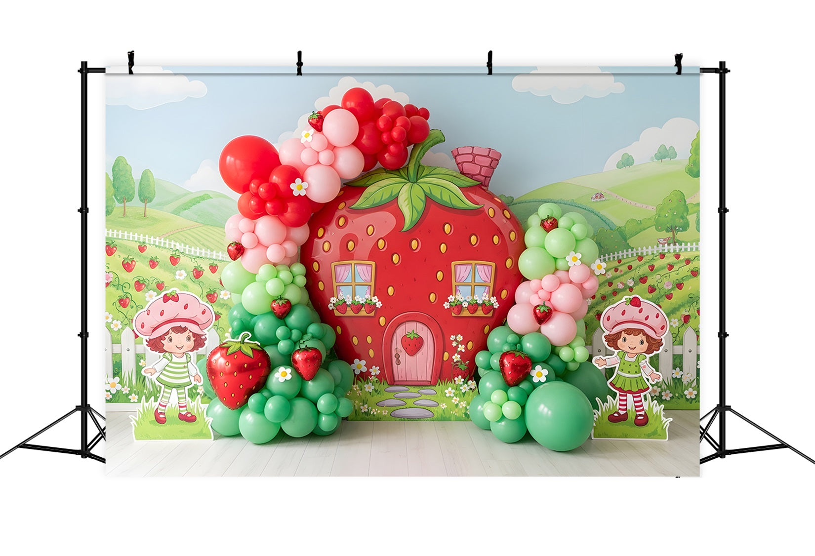 Photography Backdrops for Kids Strawberry Cottage Balloon Garden Newborn Backdrop CEM65-10