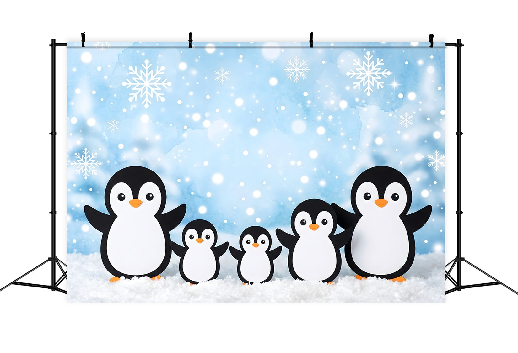 Christmas Scene Backdrop Blue Snowflake Penguin Family Magic Christmas Backdrop Design CEM65-102