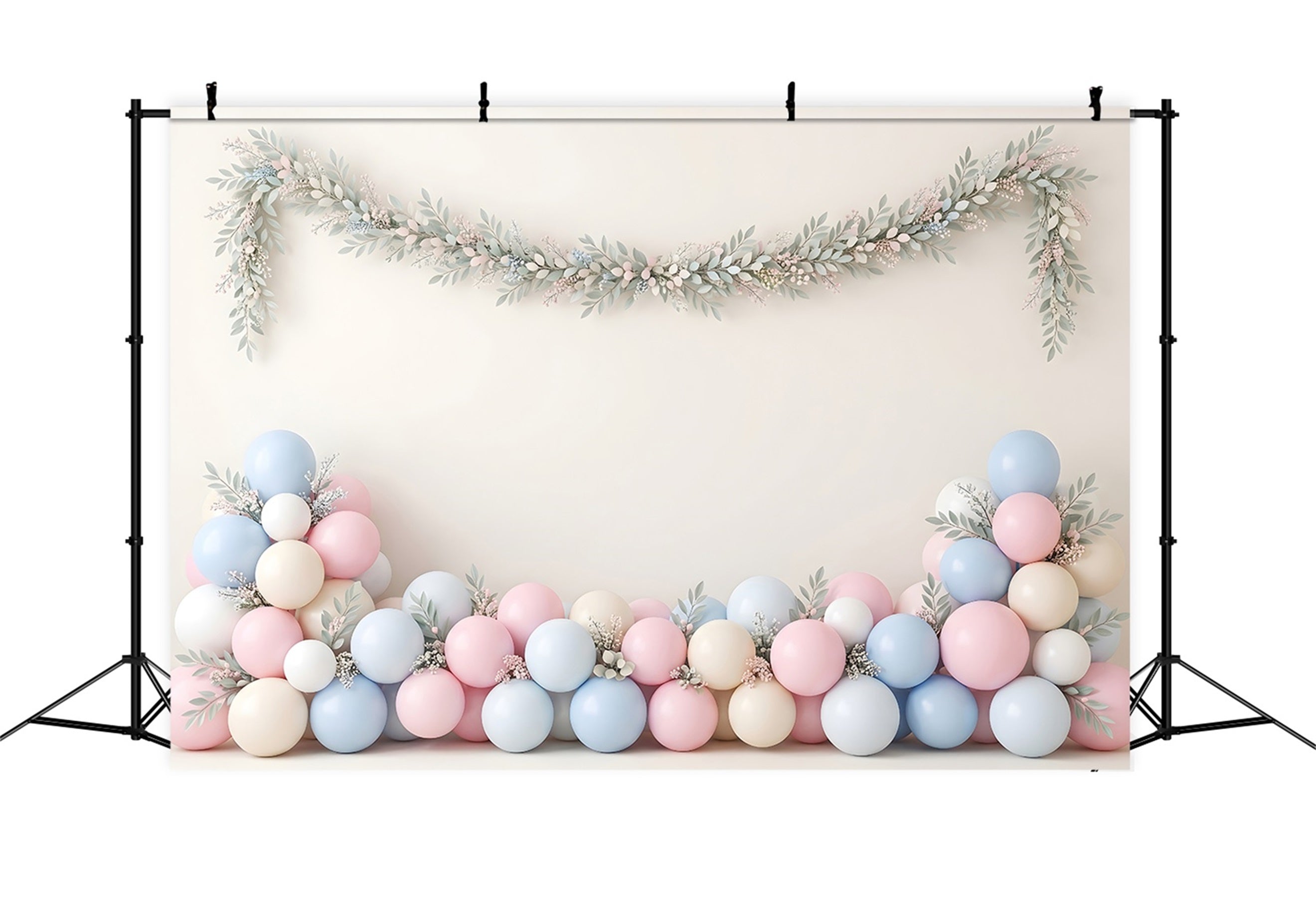 Backdrops for Kids Soft Pastel Balloon Leaf Garland Backdrops for Newborn Photography CEM65-12