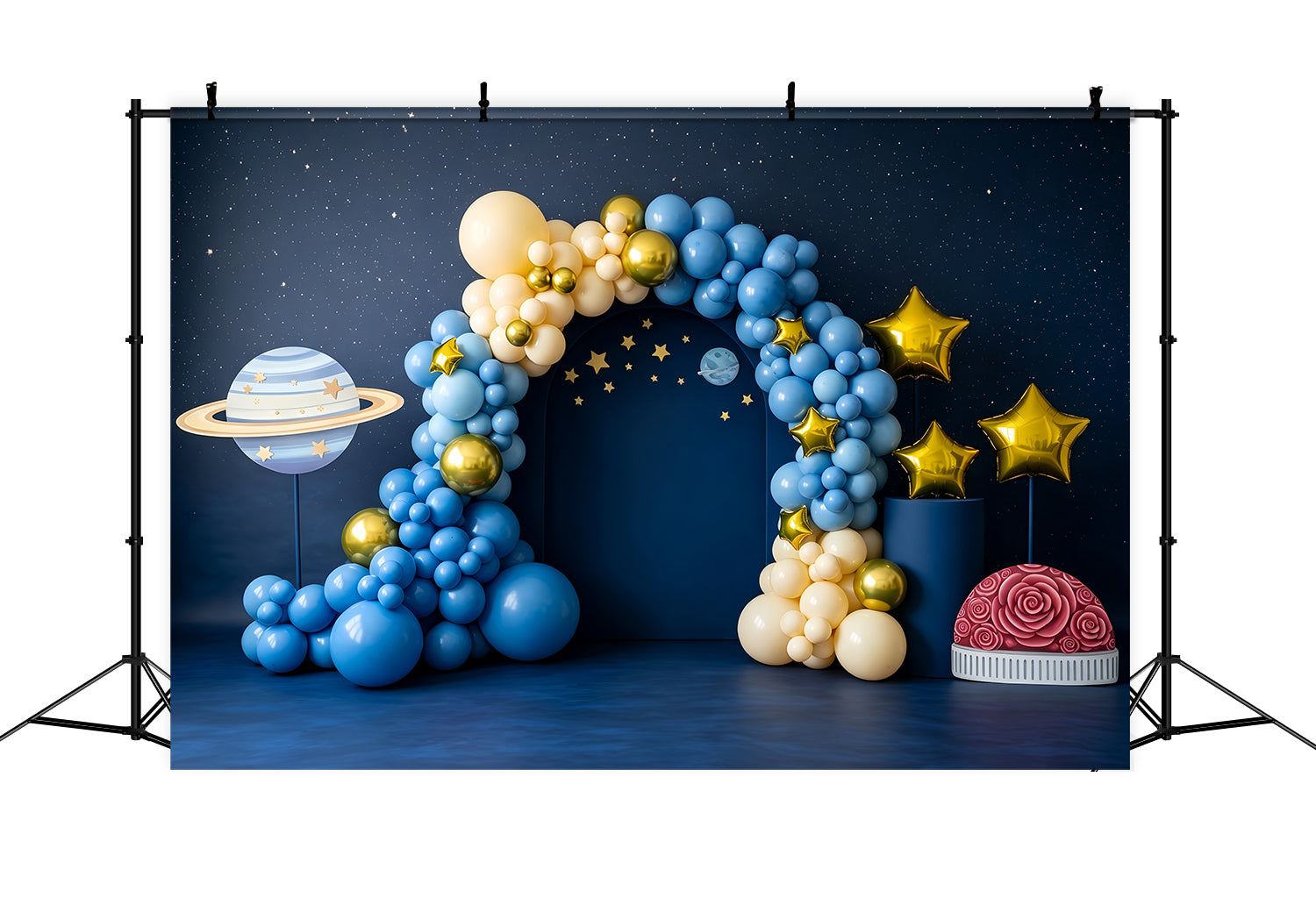 Kids Photo Backdrop Starry Planet Balloon Arch Decor Newborn Fabric Backdrops CEM65-214