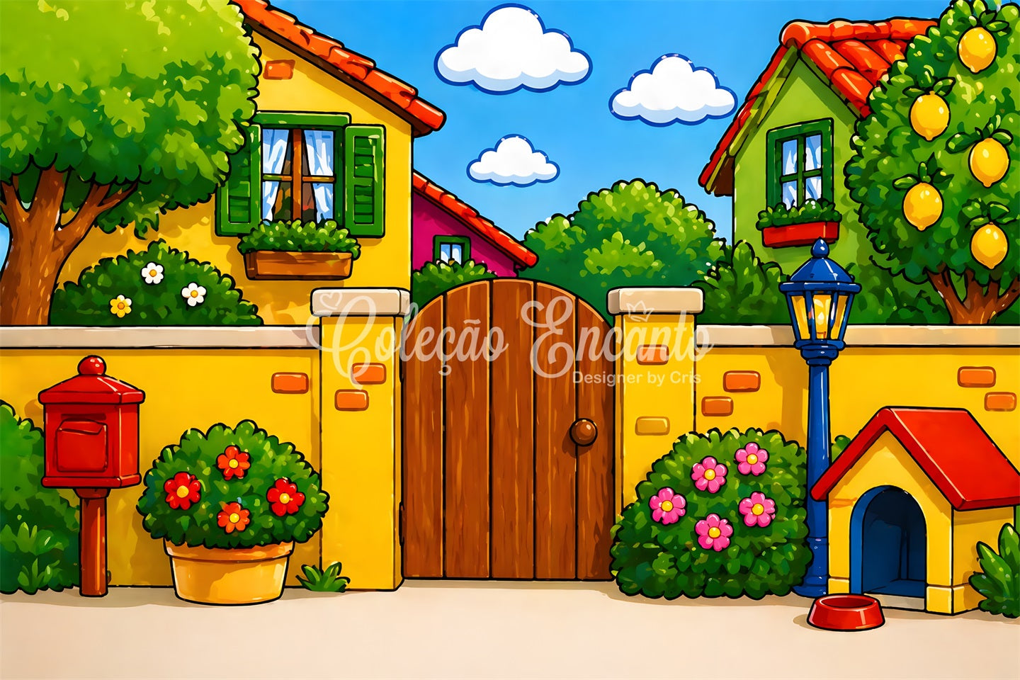 Newborn Backdrops Sunny Cartoon Garden Pet Yard Kids Photo Backdrop CEM65-4