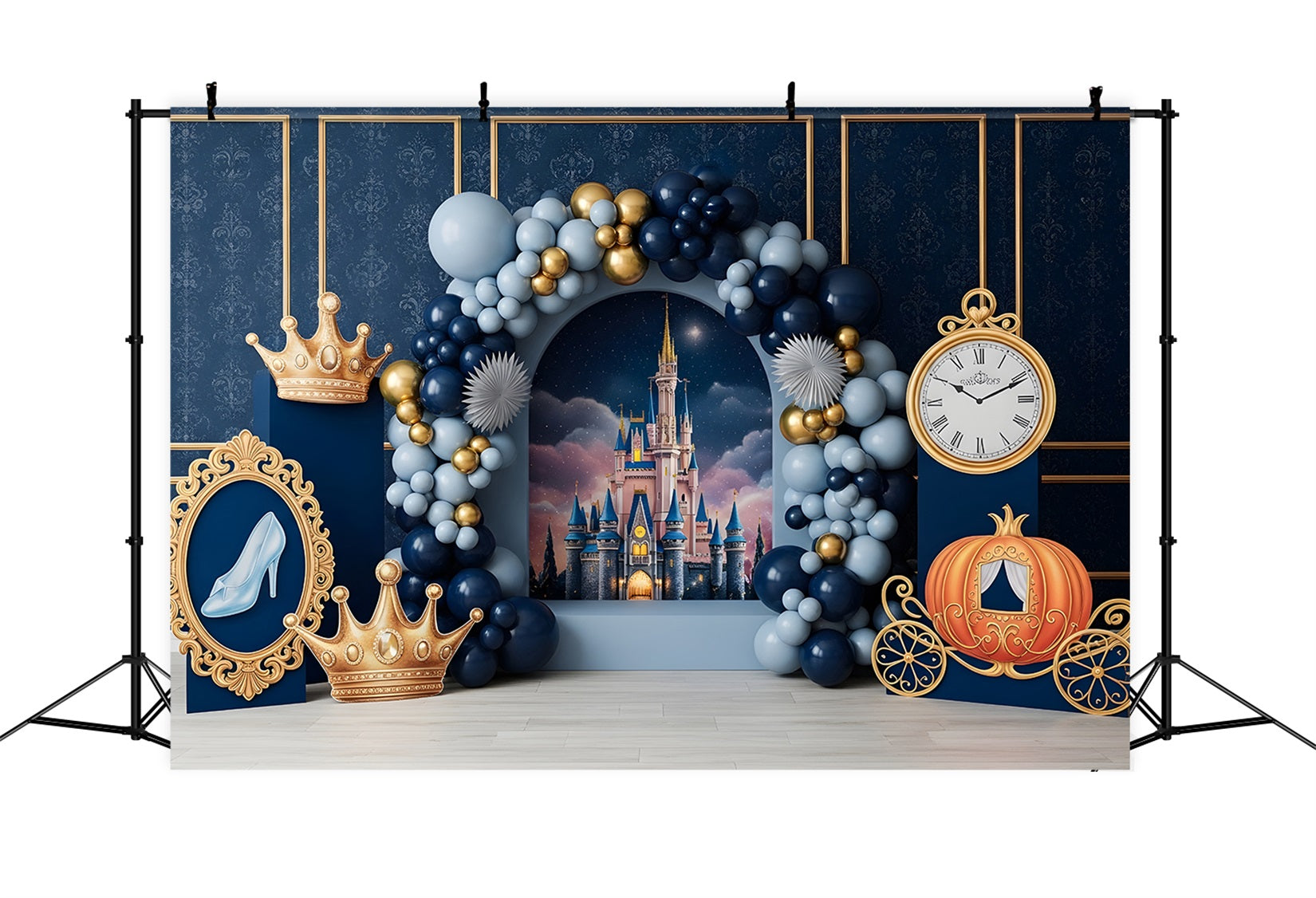 Backdrop for Children Midnight Castle Crown Carriage Decor Newborn Photo Backdrops CEM65-46