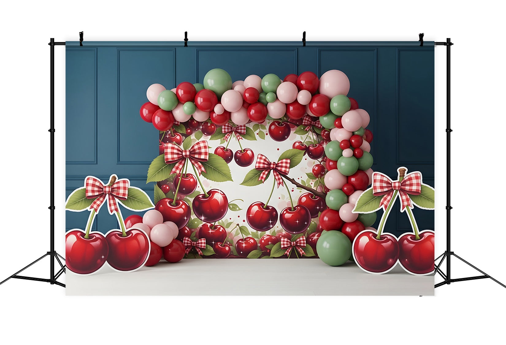 Newborn Photography Backdrop Cherry Bow Balloon Arch Kids Backdrops CEM65-5