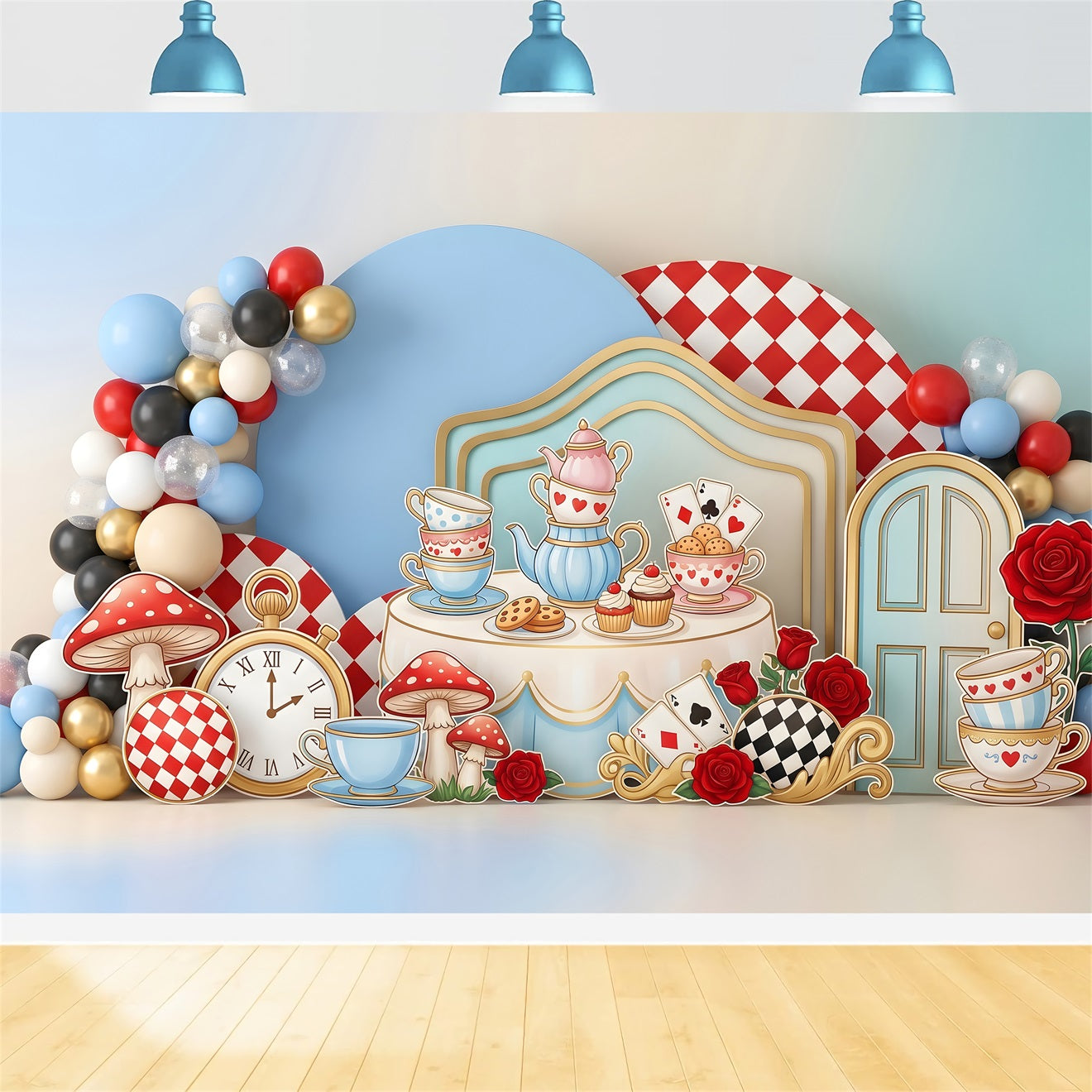 Newborn Fabric Backdrops Wonderland Tea Party Balloon Photography Backdrops Kids CEM65-53