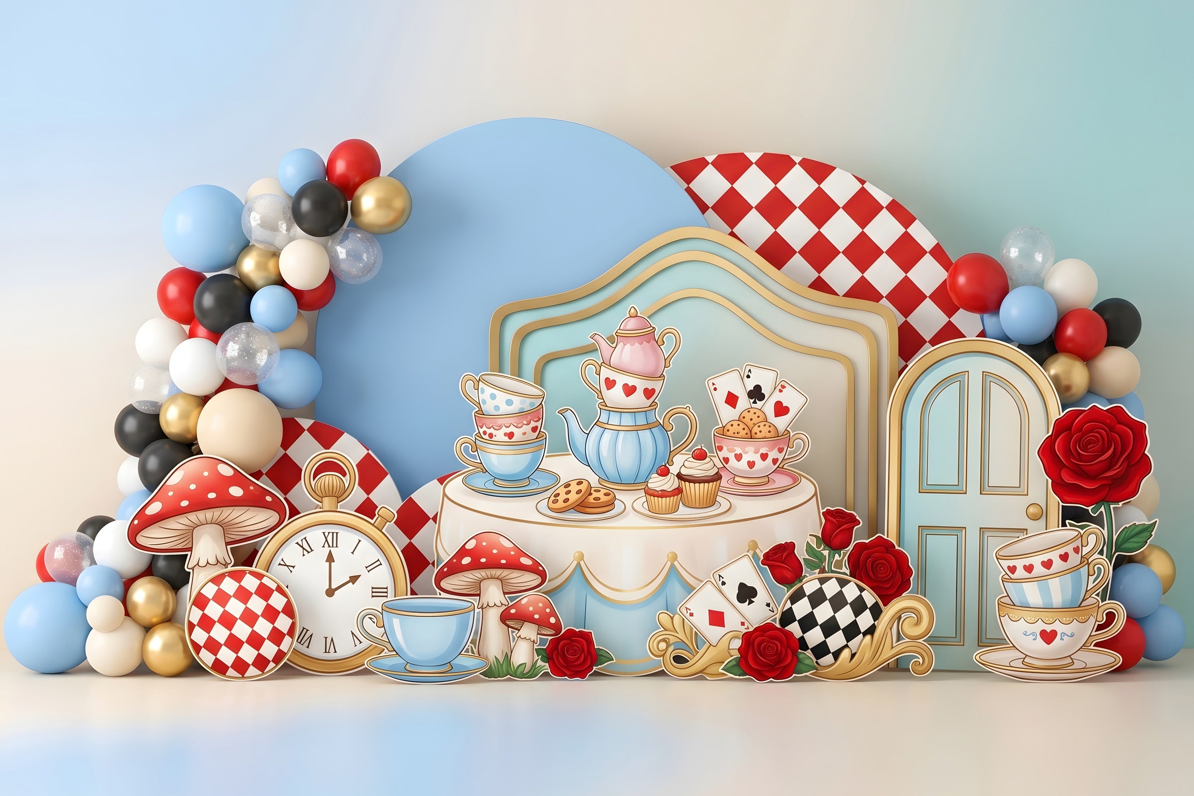 Newborn Fabric Backdrops Wonderland Tea Party Balloon Photography Backdrops Kids CEM65-53