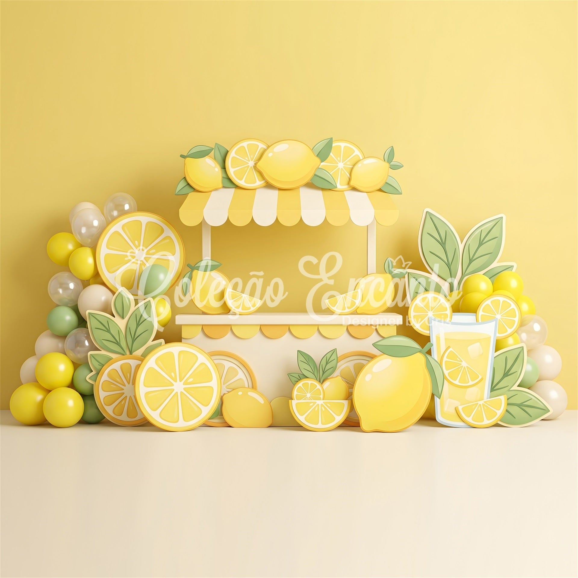 Kids Backdrop Lemonade Stand Citrus Balloon Children Backdrop CEM65-57