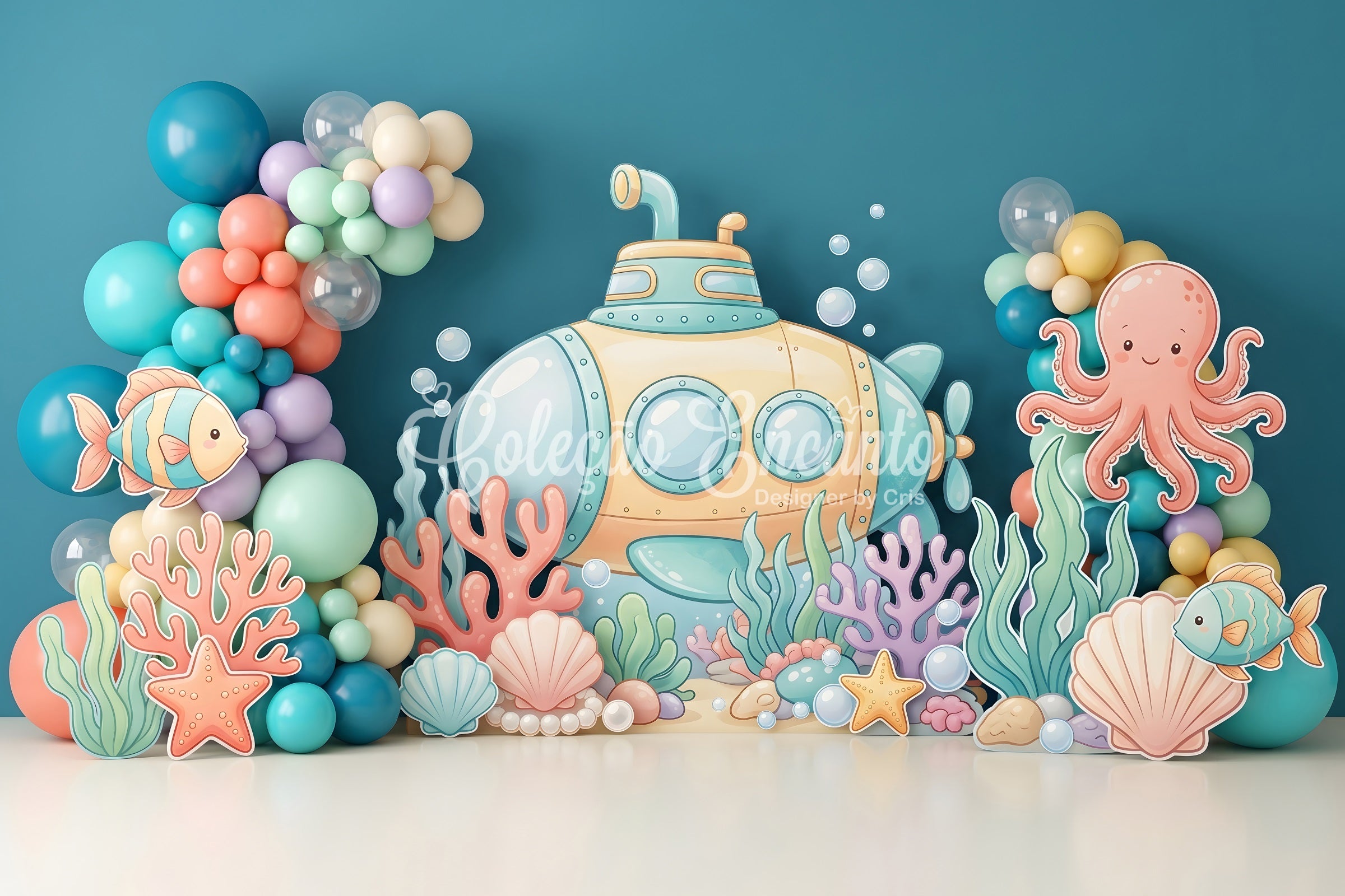 Backdrops for Newborn Photography Submarine Ocean Coral Balloon Garden Childrens Photo Backdrops CEM65-63