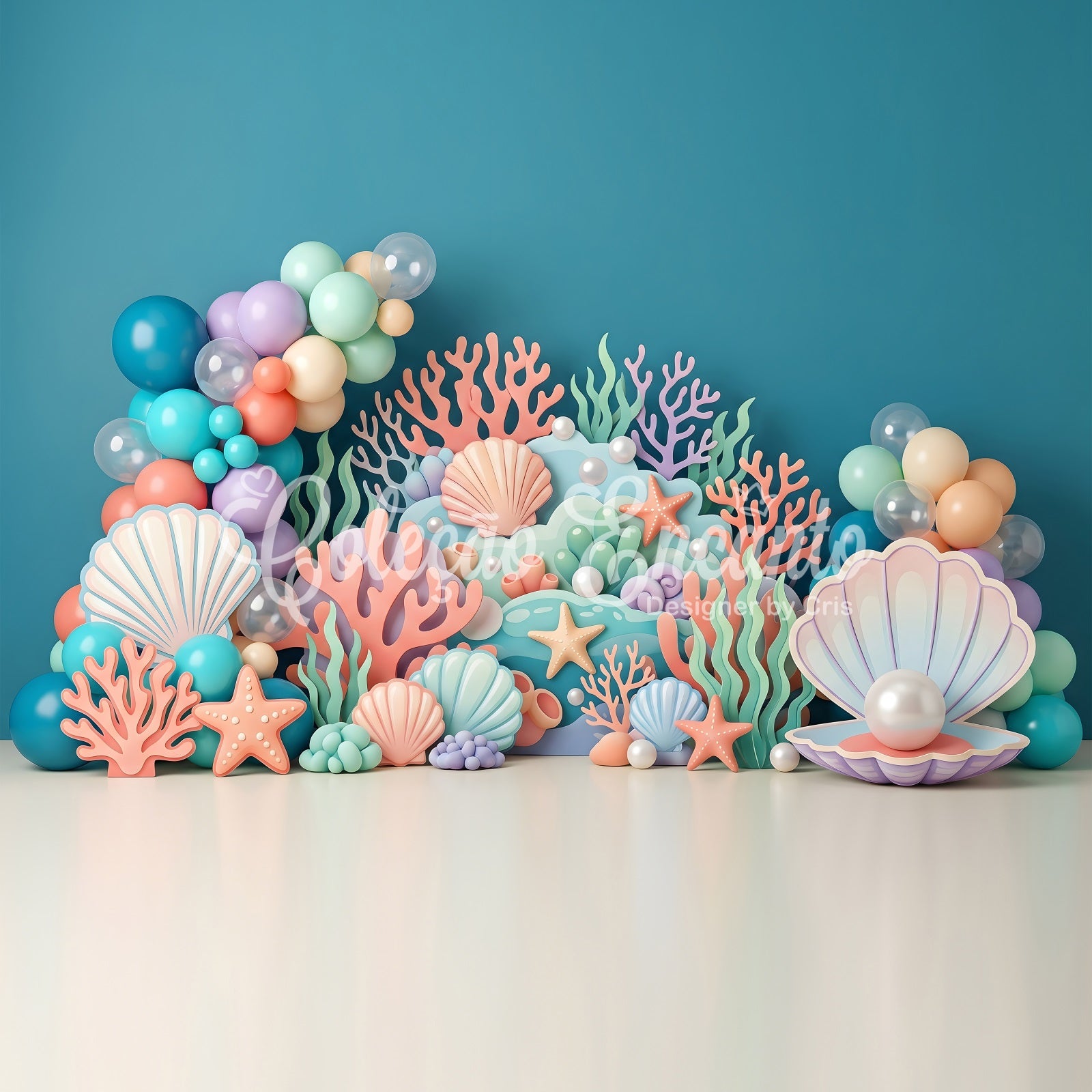 Newborn Backdrop Fabric Pastel Seashell Coral Balloon Photography Backdrops for Children CEM65-66