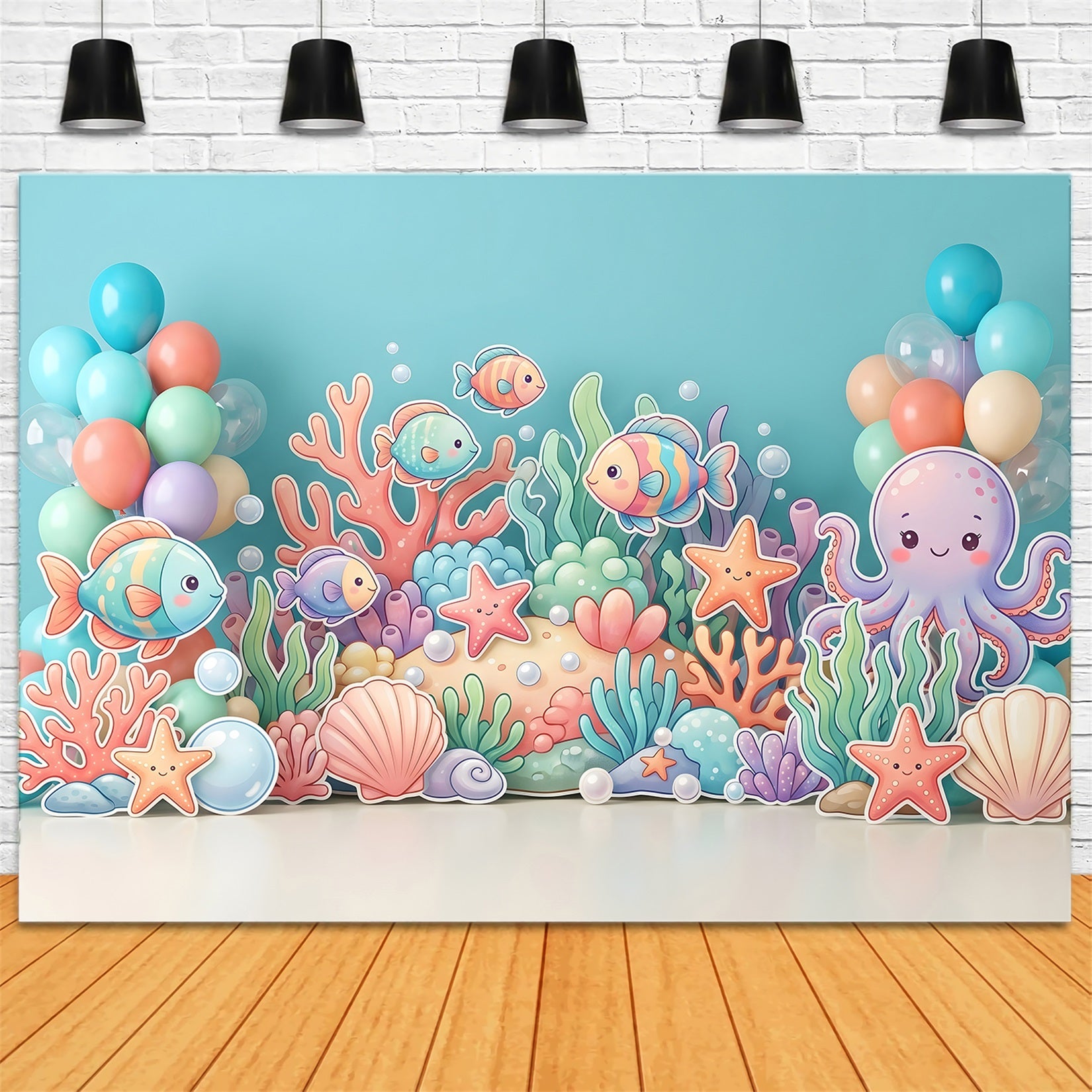 Backdrops for Kids Ocean Fish Octopus Coral Children Photography Backdrops CEM65-67