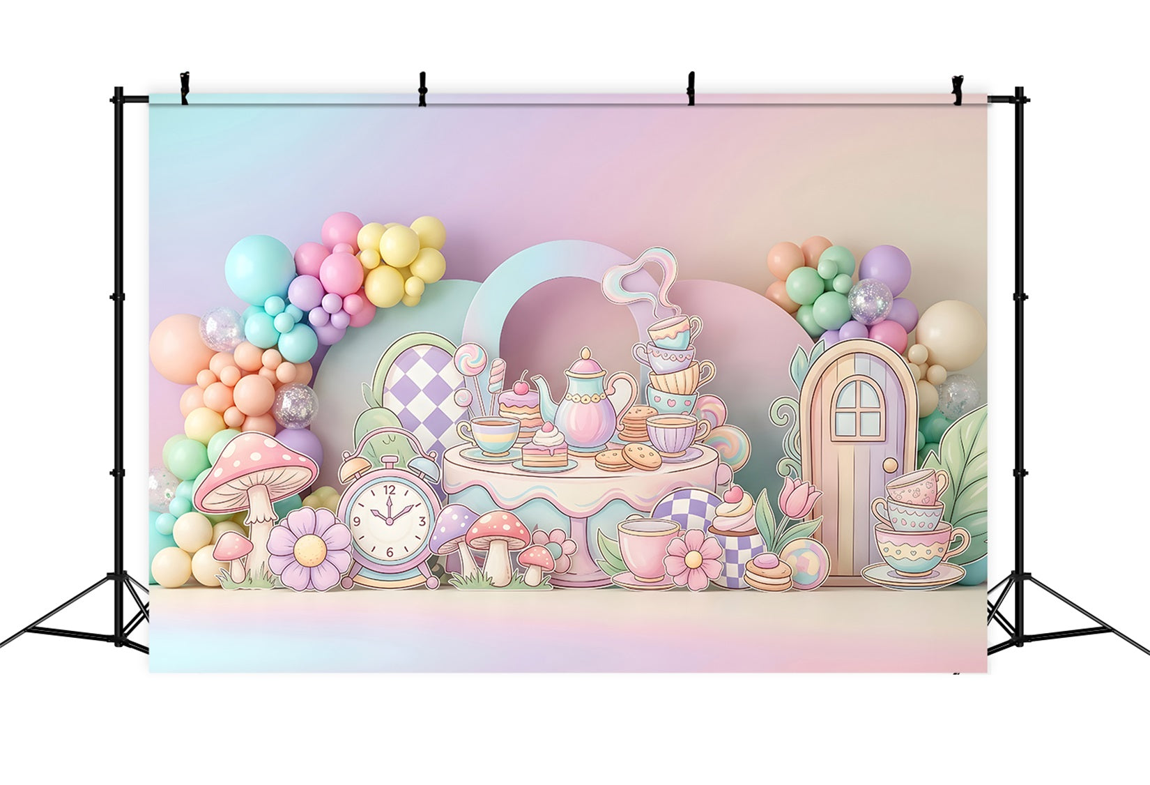 Newborn Photo Backdrops Pastel Tea Party Mushroom Garden Child Backdrop CEM65-68