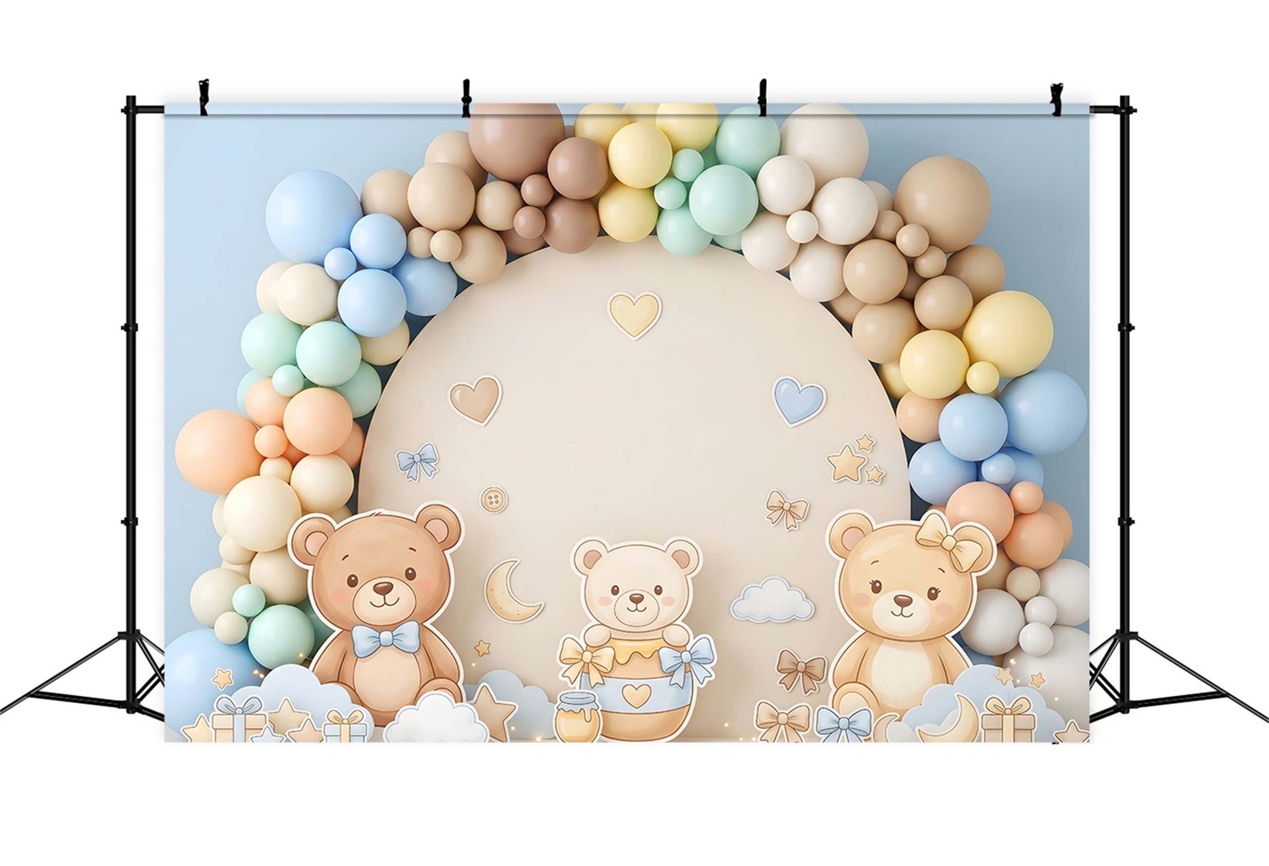 Backdrops for Newborn Photography Pastel Teddy Bear Balloon Arch Backdrops for Kids CEM65-8