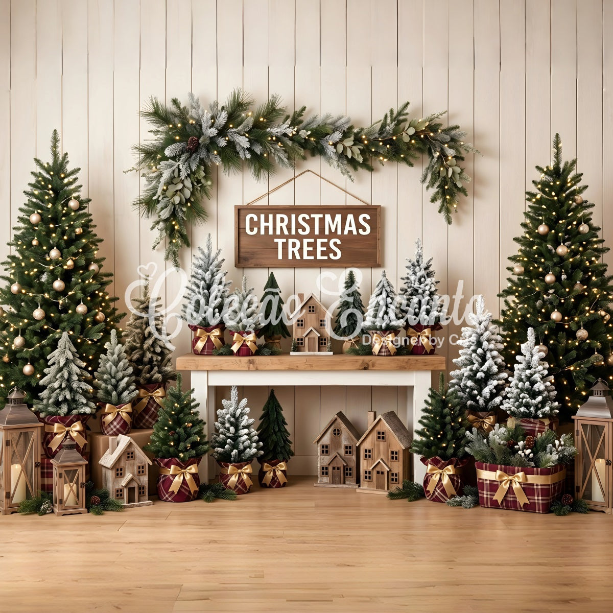 Christmas Backdrops For Photography Farmhouse Tree Shop Mantel Backdrop Christmas CEM65-80