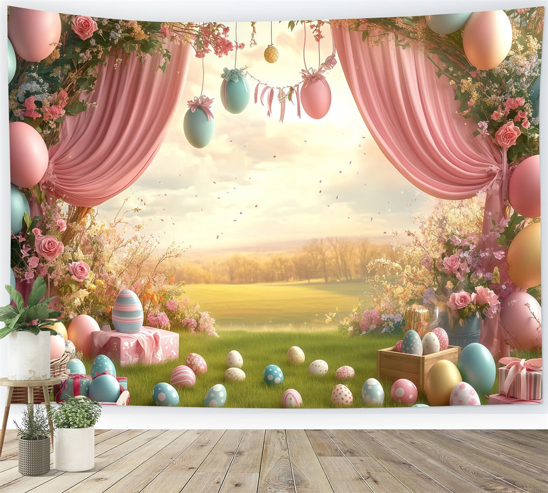 Easter Egg Backdrops Floral Egg Wonderland Backdrop CJJ-166