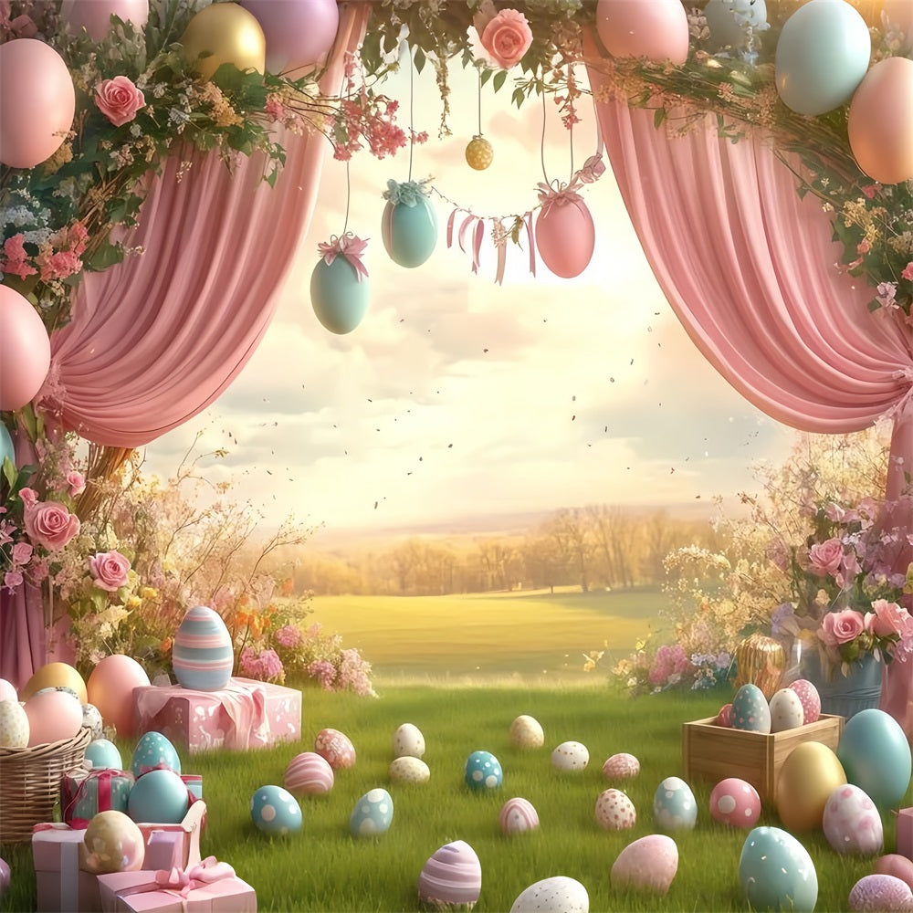Easter Egg Backdrops Floral Egg Wonderland Backdrop CJJ-166