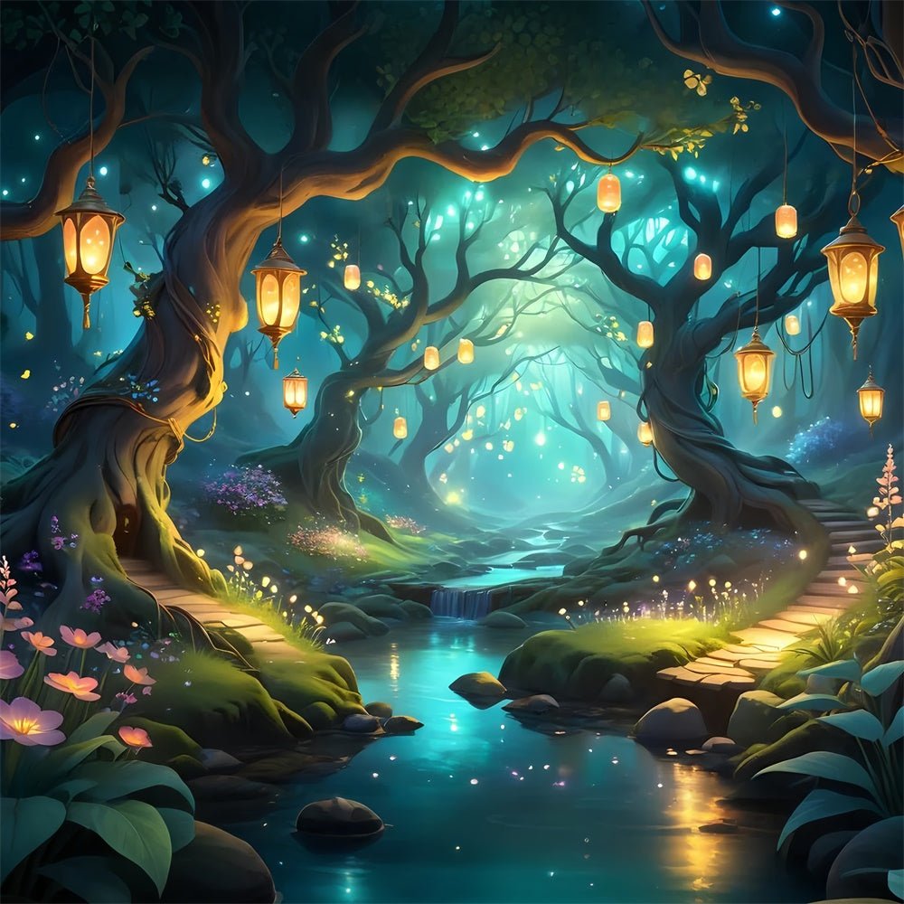 Fantasy Forest Backdrop Fantasy Lantern Pathway Forest Backdrop CJJ2-133
