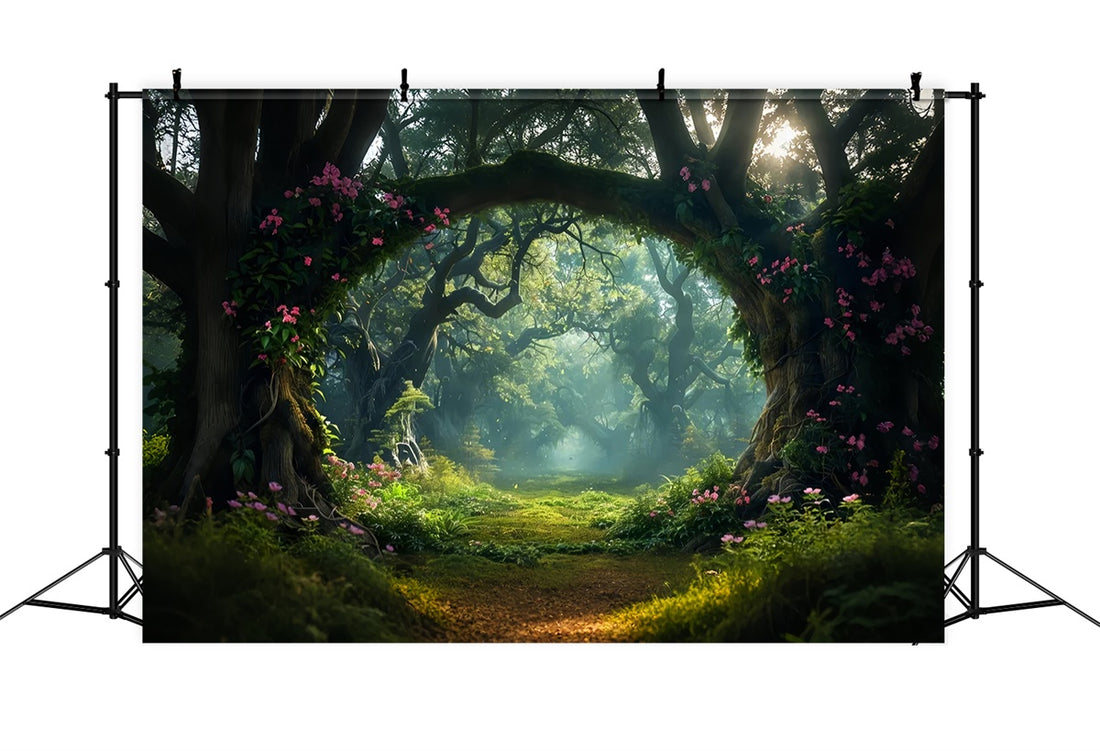 Entry Backdrop Woodland Backdrops Magical Woodlands Floral Entry Backdrop CJJ2-134