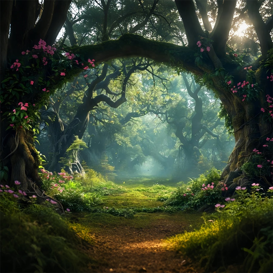 Entry Backdrop Woodland Backdrops Magical Woodlands Floral Entry Backdrop CJJ2-134