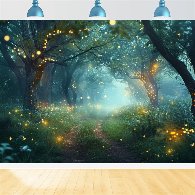 Forest Photo Backdrop Enchanted Twilight Firefly Path Backdrop CJJ2-140