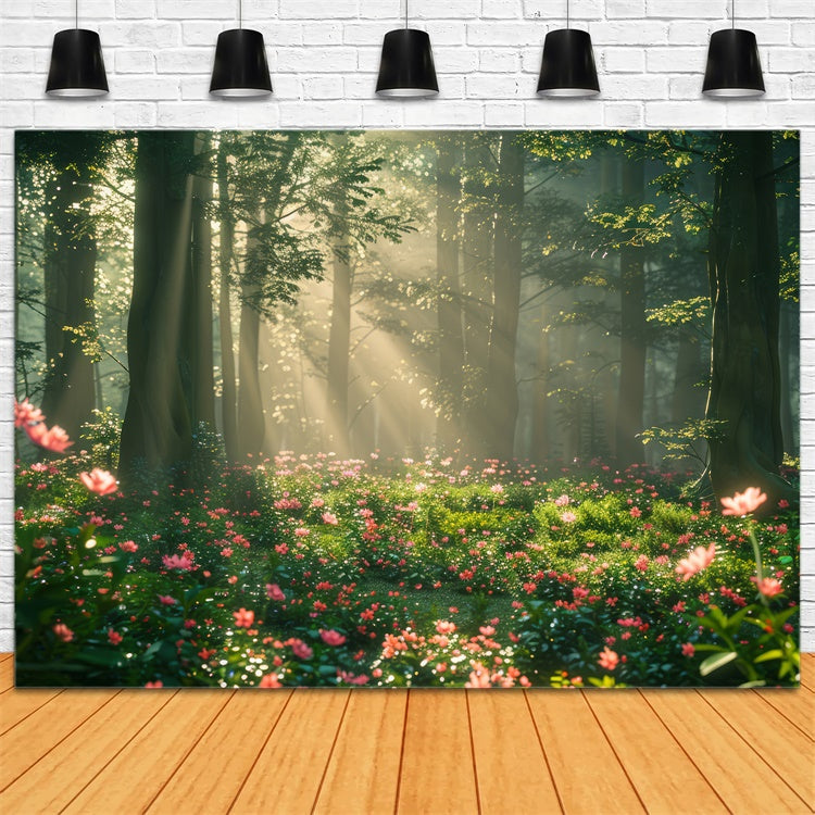 Forest Photo Backdrops Dreamy Sunlit Floral Meadow Backdrop CJJ2-141