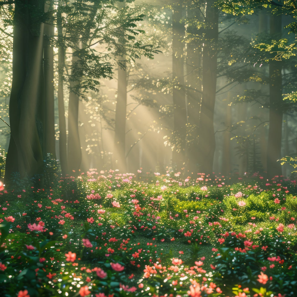 Forest Photo Backdrops Dreamy Sunlit Floral Meadow Backdrop CJJ2-141