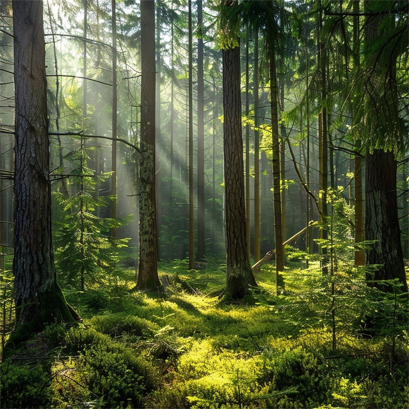 Woodland Photo Backdrop Serene Sunlit Pine Forest Backdrop CJJ2-37