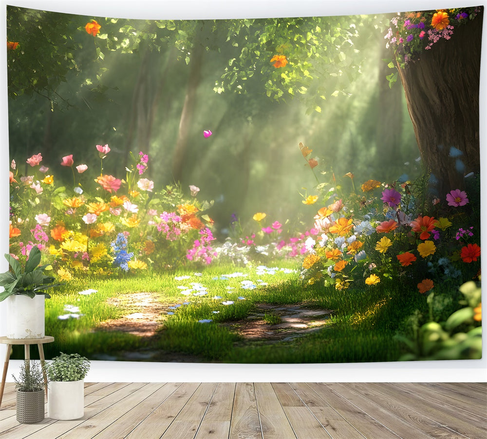 Forest Backdrops For Photography Dreamy Flower Meadow Backdrop CJJ2-68