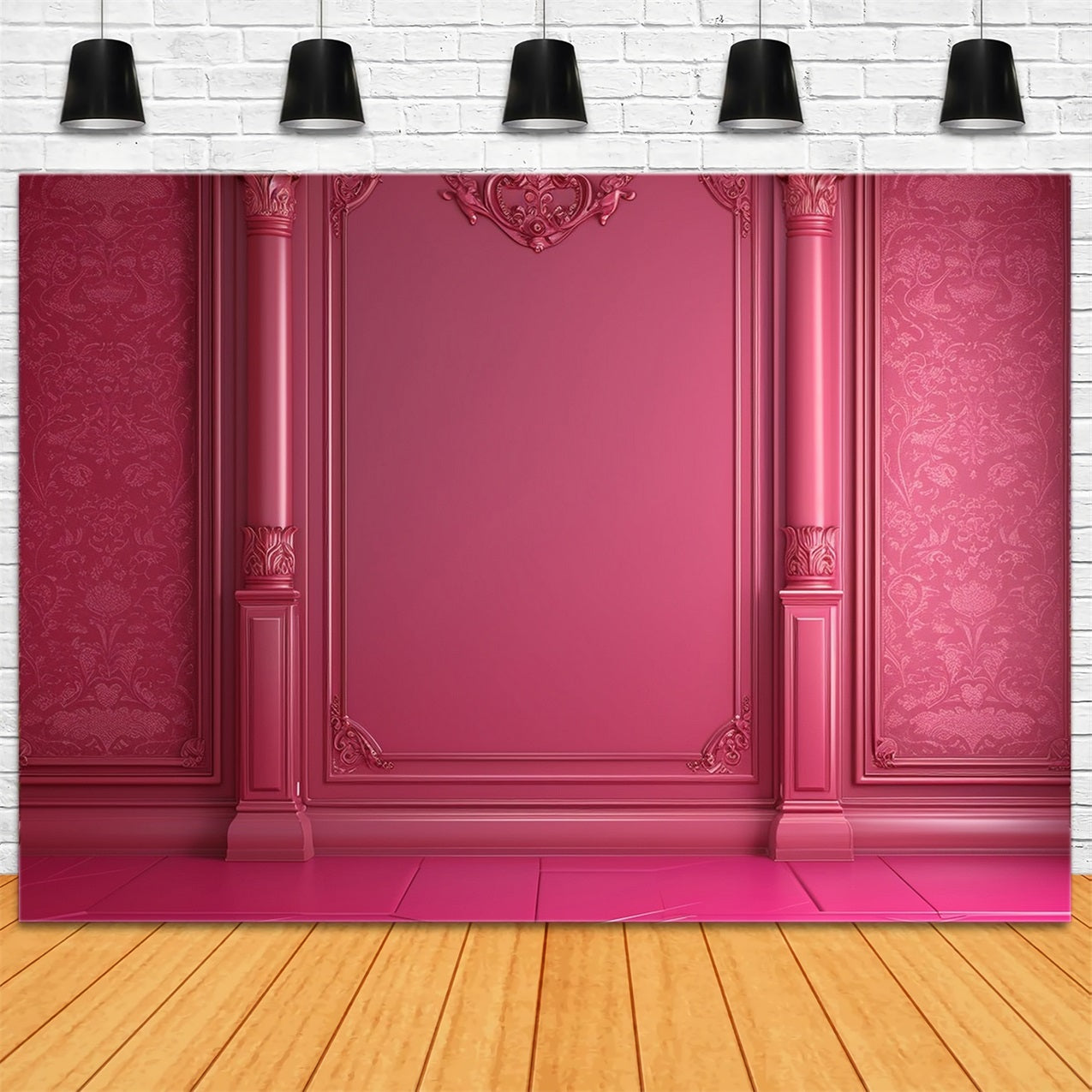 Fashion Doll Backdrop Backdrop Baroque Inspired Pink Wall Backdrop CJJ2-89