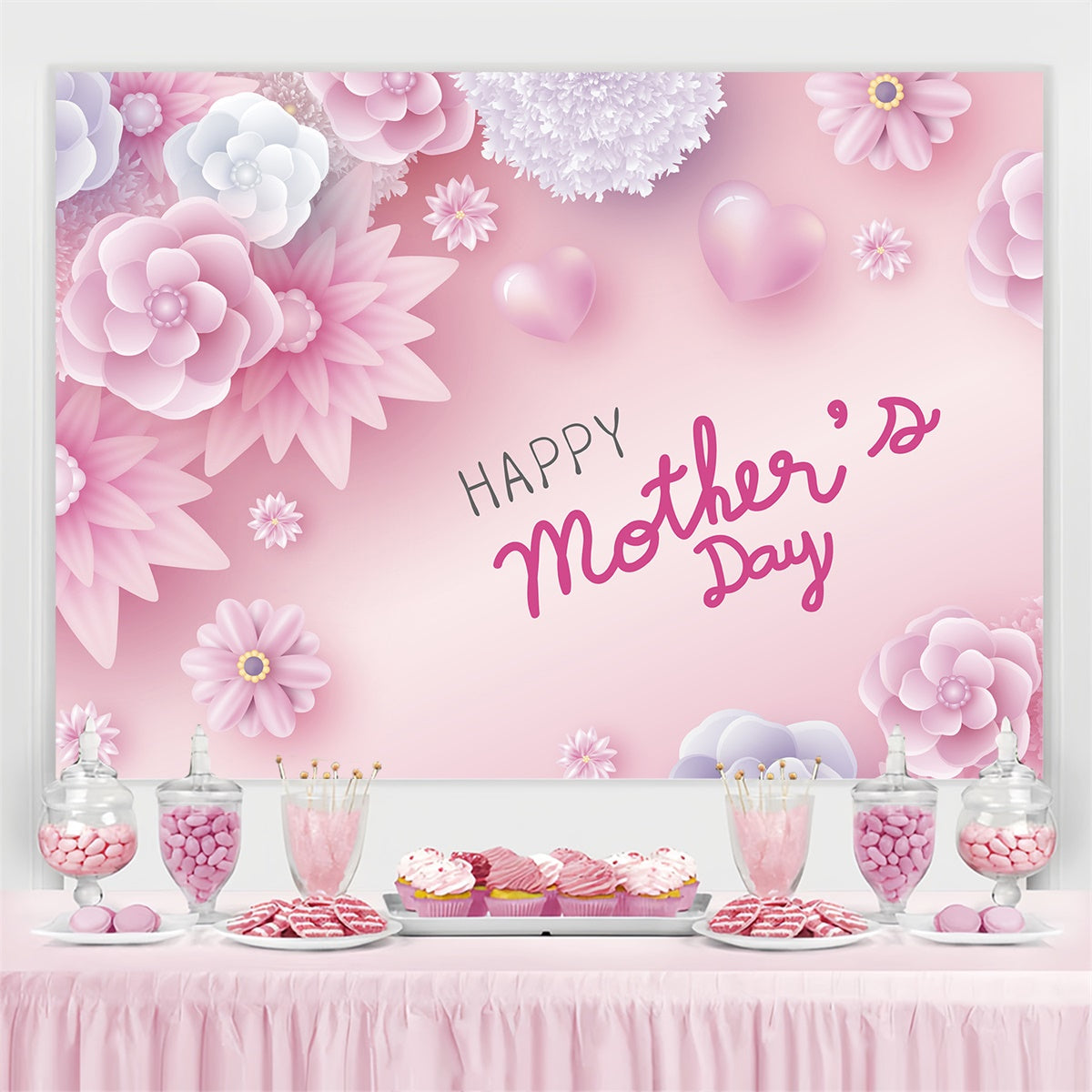 Mother's Day Backdrops Dreamy Pastel Floral Customized Backdrop CJJ3-144